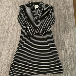 Bell shirt dress with ruffle and button details